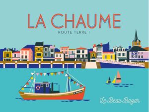 Route Terre Vue des quais de la Chaume aux Sables d'Olonne. @LeBeaBazar illustration déposée. Image interdite à la reproduction.